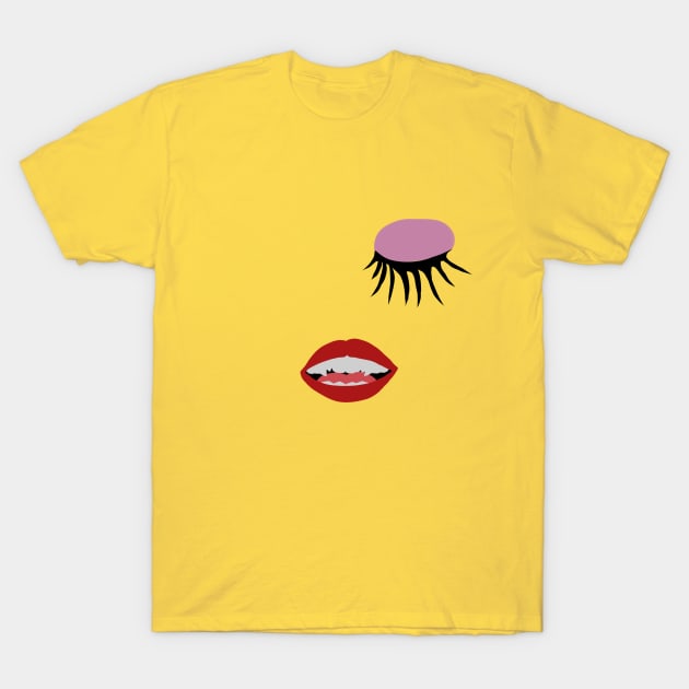 woman lips, vampire teeth and eyelashes T-Shirt by Super-TS